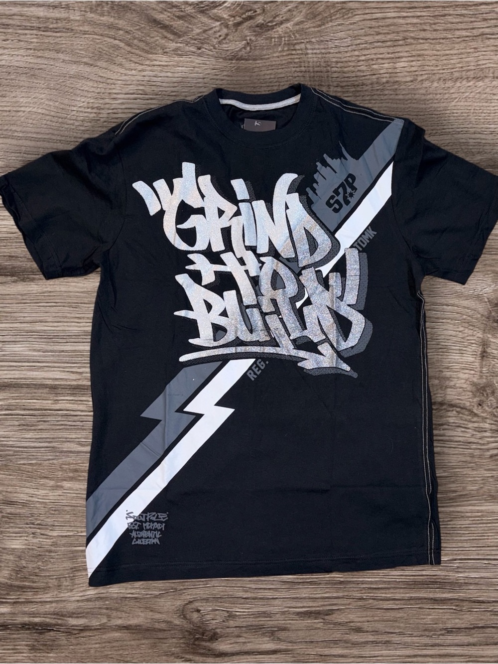 South Pole Black Tee with Silver Lightning Graffiti